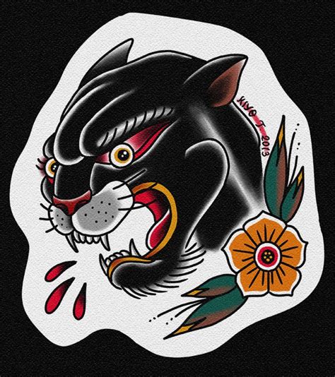 An Image Of A Black Panther With Flowers On Its Head And Fangs Out