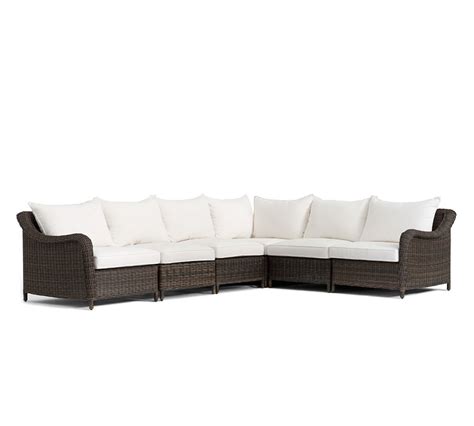 Torrey All Weather Wicker Roll Arm Outdoor Sectional Set Espresso