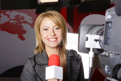 Real Television News Reporter And Video Camera Stock Image Image Of