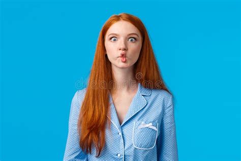 Silent Like Fish Cute And Funny Young Redhead Female With Long Ginger