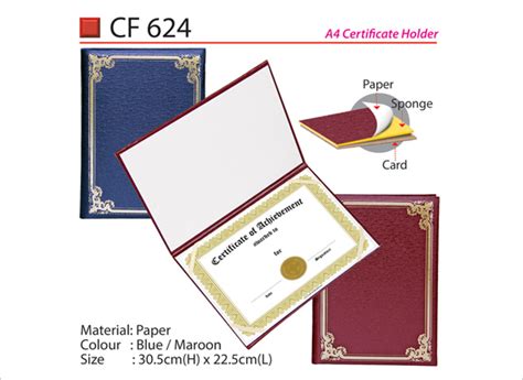 The company established in 2002 we are one leading manufacturer/distributor paper and we supply best quality products to satisfy our customers need. Paper A4 Certificate Holder CF624 Malaysia Corporate Gift ...