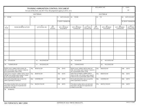 Da Form 5515 Fill Out Sign Online And Download Fillable Pdf
