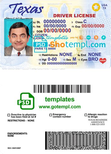 Usa Texas Driving License Template In Psd Format