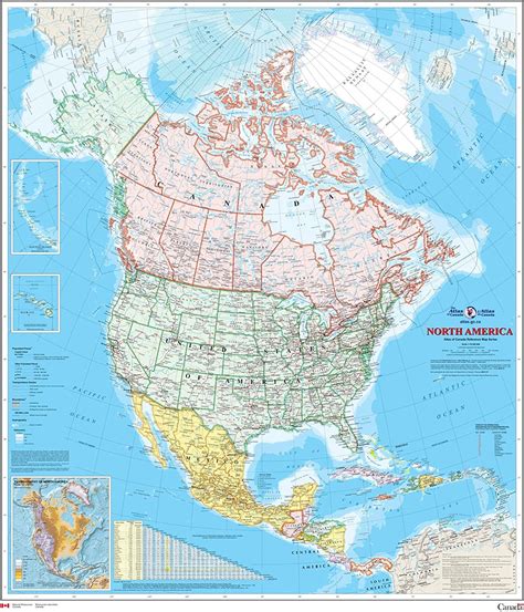 North America Wall Map Atlas Of Canada 34 X 39 Laminated Amazon