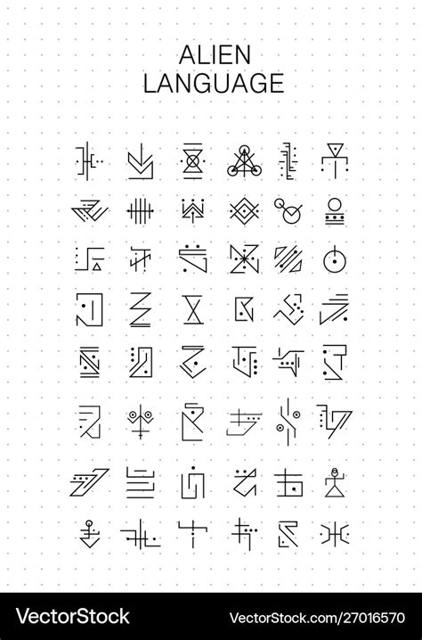 Unknown Alphabet Alien Hieroglyphics Symbols Vector Image