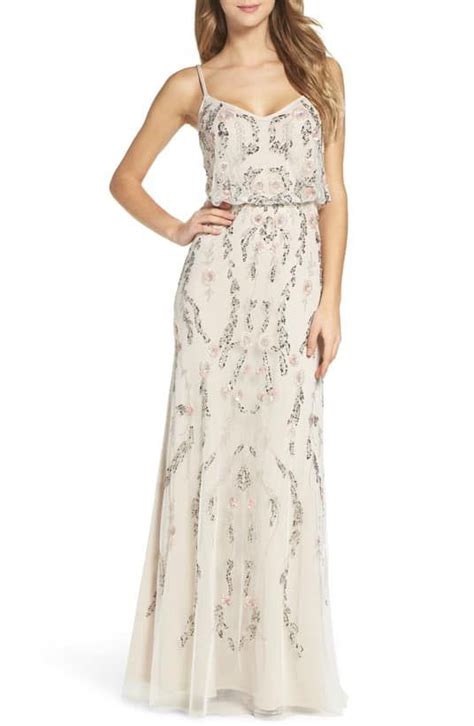 Ivory Beaded Gown With Floral Details Renewing Vows Or Wedding Formal Bridesmaids Gowns