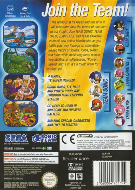 Sonic Heroes 2003 Gamecube Box Cover Art Mobygames