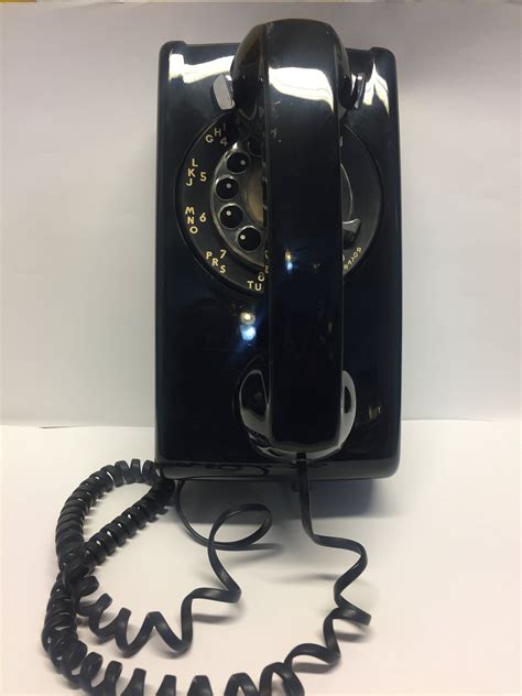 Vintage Black Landline Phone Wall Mount Telephone Vintage Etsy Wall