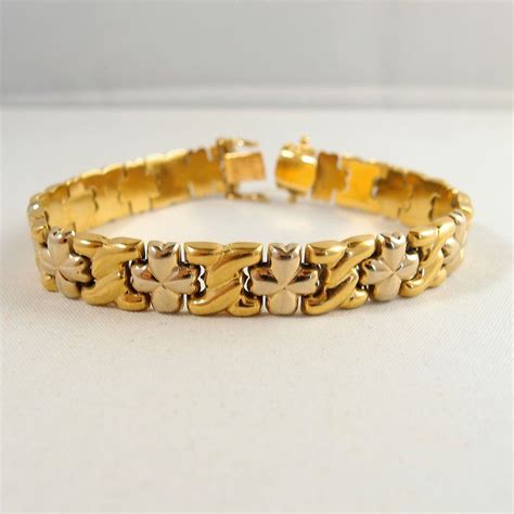 Attractive Stamped 18k Solid Gold Bracelet Vintage Italian Design From Midwest Art Objects On