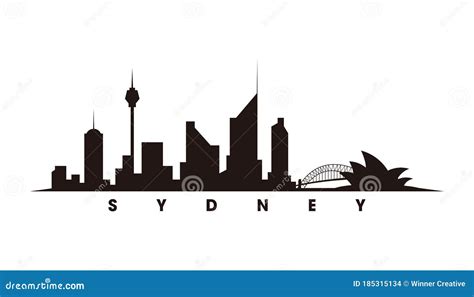Sydney Skyline Silhouette Vector Editorial Stock Image Illustration