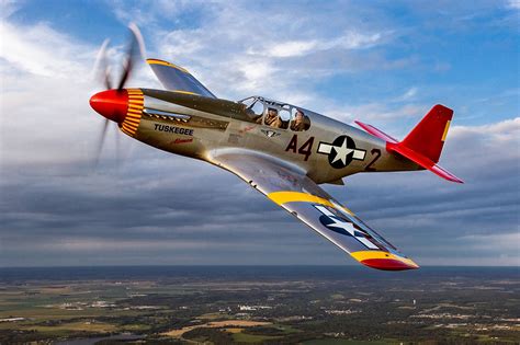 A Magnificent Shot Of The Caf Red Tail Squadrons P 51c Mustang By The