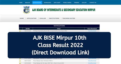 Ajk Bise Mirpur 10th Class Result 2022 Sscmatric Exam