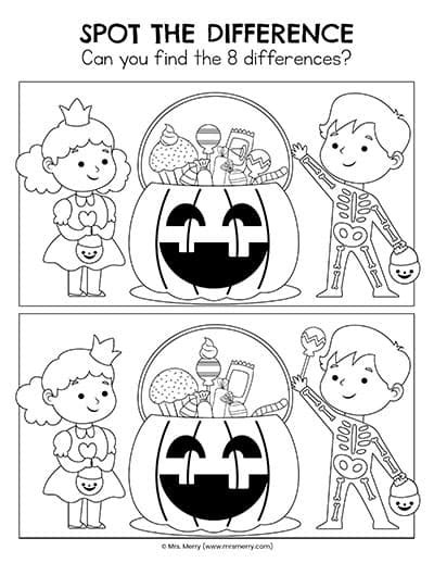 3 Halloween Spot The Difference Printables Mrs Merry