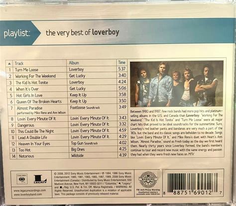 The Very Best Of Loverboy Playlist Cd Choose Brand New With Or Without A Case Ebay