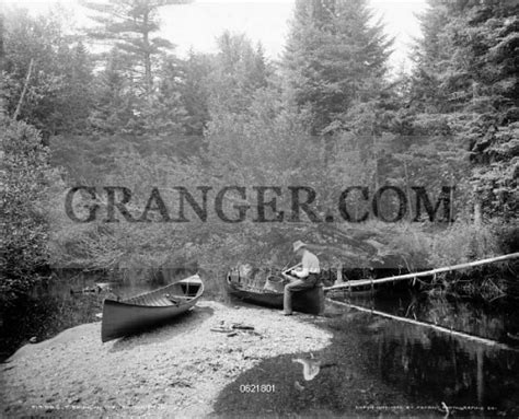 Image Of Adirondacks Fishing C1902 A Fisherman On A Stream In The