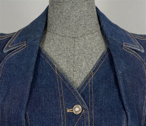 Vintage Christian Dior Boutique Embroidered Heart Pocket Denim Jacket