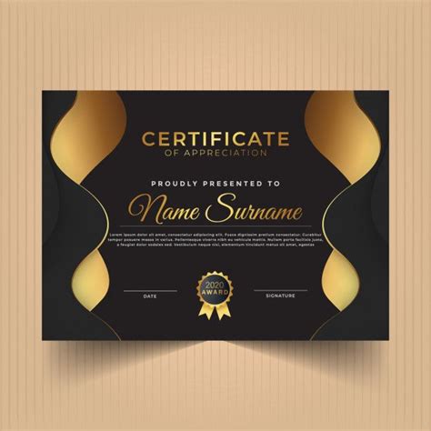 Premium Vector Certificate Of Appreciation With Dark And Gold Colors
