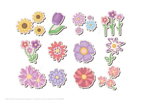 Printable Flower Stickers Free Printable Papercraft Floral Sticker