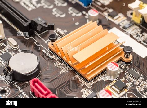 Chipset Heatsink On Computer Motherboard Stock Photo Alamy