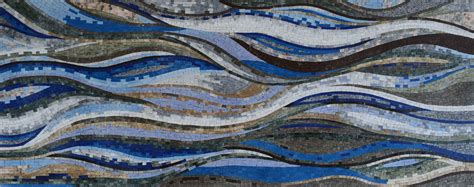 Colorful Waves In Shades Of Blue Mosaic Art Patterns Mozaico