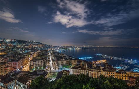Wallpaper night, the city, boats, Napoli images for desktop, section ...