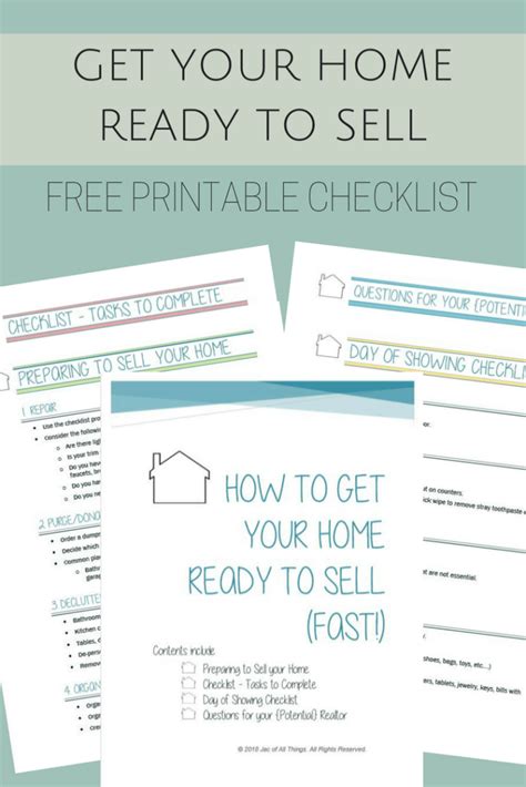 Get Your House Ready To Sell Free Printable Checklist Sell Your