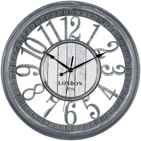 Bernhard Products Large Wall Clock 16 Inch Gray Noiseless Battery