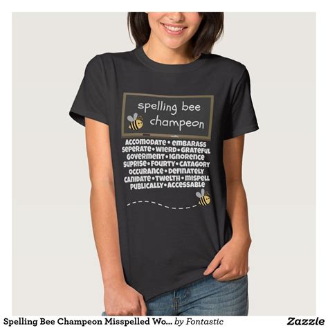 Spelling Bee Champeon Frequently Misspelled Words T Shirt Barcelona T