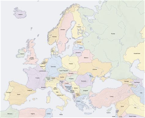 Large Detailed Political And Relief Map Of Europe Europe Large