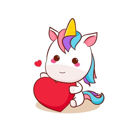 Premium Vector Cute Magical Pegasus Unicorn With Love Heart Cartoon