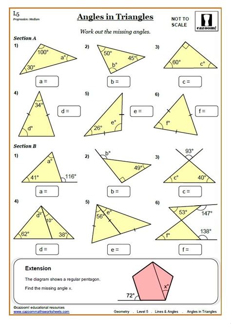 Lines and Angles Worksheets | Cazoom Maths Worksheets | Geometry