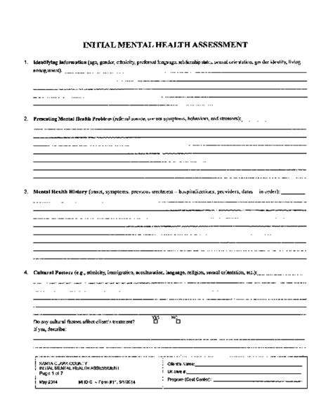 2024 Mental Health Evaluation Form Fillable Printable Pdf And Forms