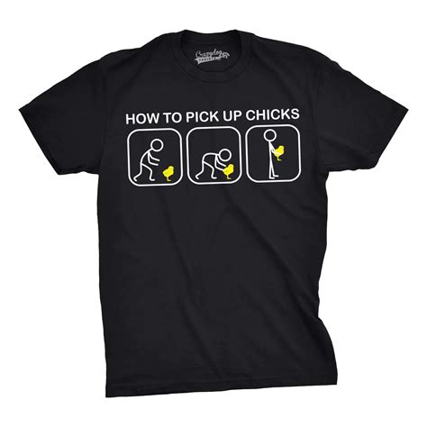 Mens How To Pick Up Chicks Funny Stick Figure Easter Flirting T Shirt Short Sleeve Round Neck T