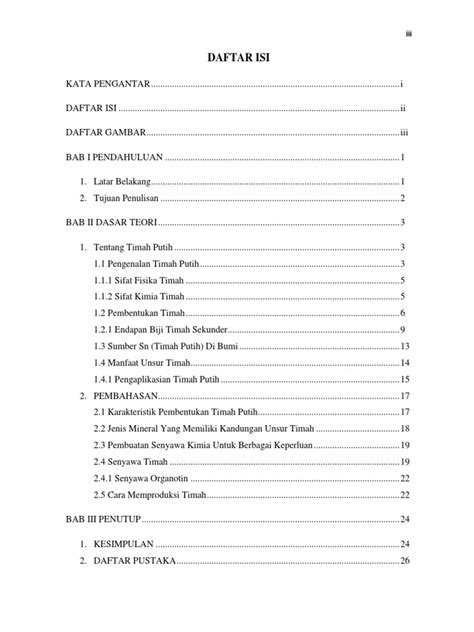 Contoh Sederhana Daftar Isi Makalahta