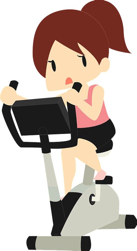 Woman Is Using A Stationary Bicycle For Exercise Clipart Free Download