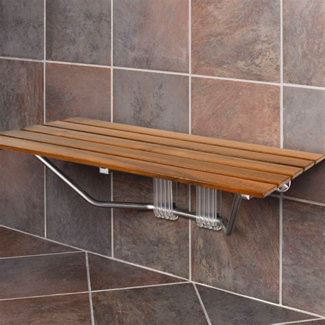 36 Ada Compliant Teak Wood Folding Shower Bench Seat Wall Mounted
