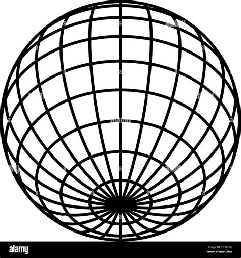 Earth Planet Globe Grid Of Black Thick Meridians And Parallels Or