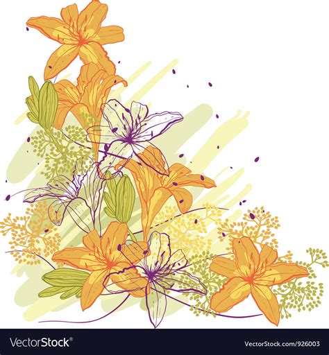 Lily Flower Abstract Background Template For You Vector Image