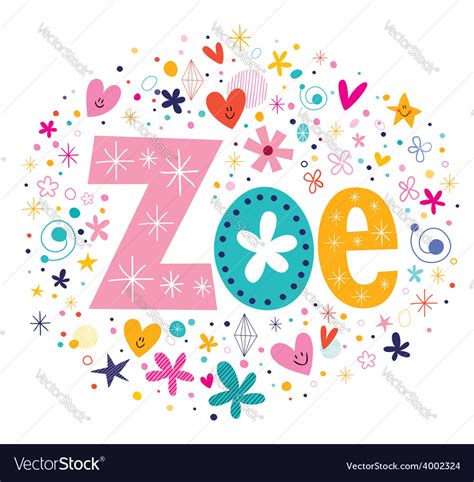 Zoe Female Name Decorative Lettering Type Design Vector Image