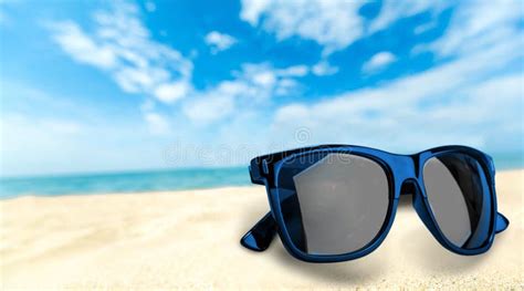 Black Fashion Sunglasses On Beach Sand Stock Image Image Of Makeup