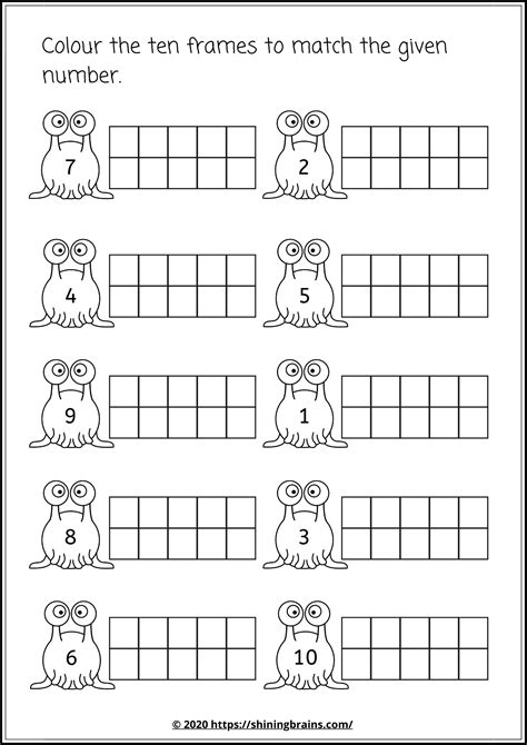 10 Frames And Numbers Worksheets