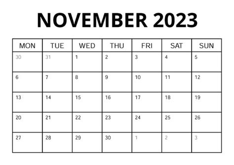 November 2023 Blank Printable Calendars Pdf Calendarpdf