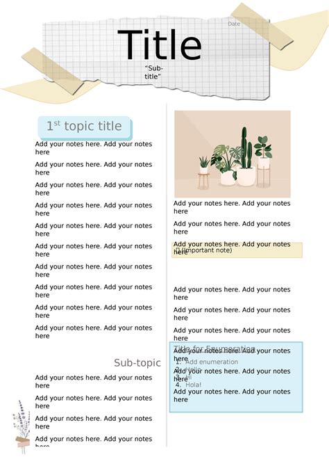 Aesthetic Notes Template 1 Date Add Your Notes Here Add Your Notes