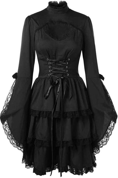 Lathpin Sexy Black Lace Gothic Carnival Dress Special Sleeve Anime