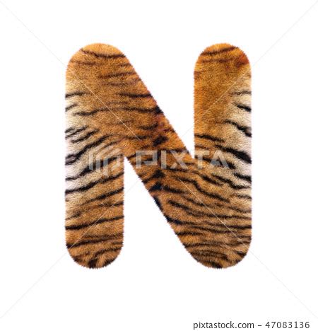 Tiger Letter N Capital 3d Feline Fur Font Stock Illustration