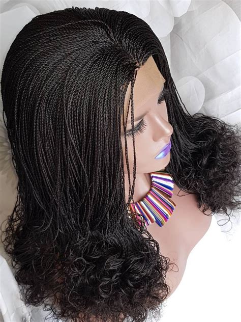Handmade Glueless Braided Lace Front Wig Million Twist Curly Ends