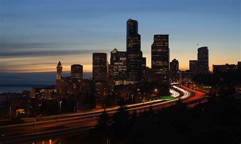 Time Lapse City Scale Seattle Washington City Cities Night