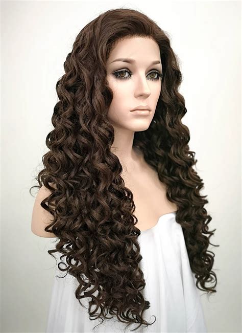 Brunette Spiral Curly Lace Front Synthetic Wig Lf169 Synthetic Wigs