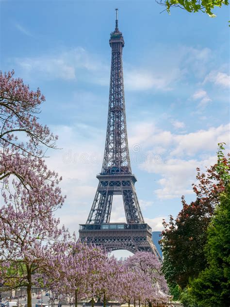 Eiffel Tower From The Trocadero Square In Spring Stock Photo Image Of