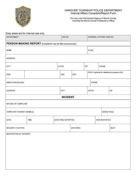 Nj Internal Affairs Complaintreport Form Fill And Sign Printable